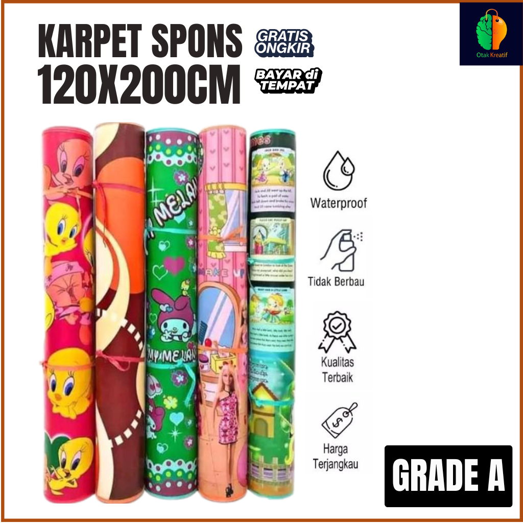 Grade A - Karpet Spon Motif Karakter Tikar Piknik 120x200 / Karpet Alas kasur Anti Air