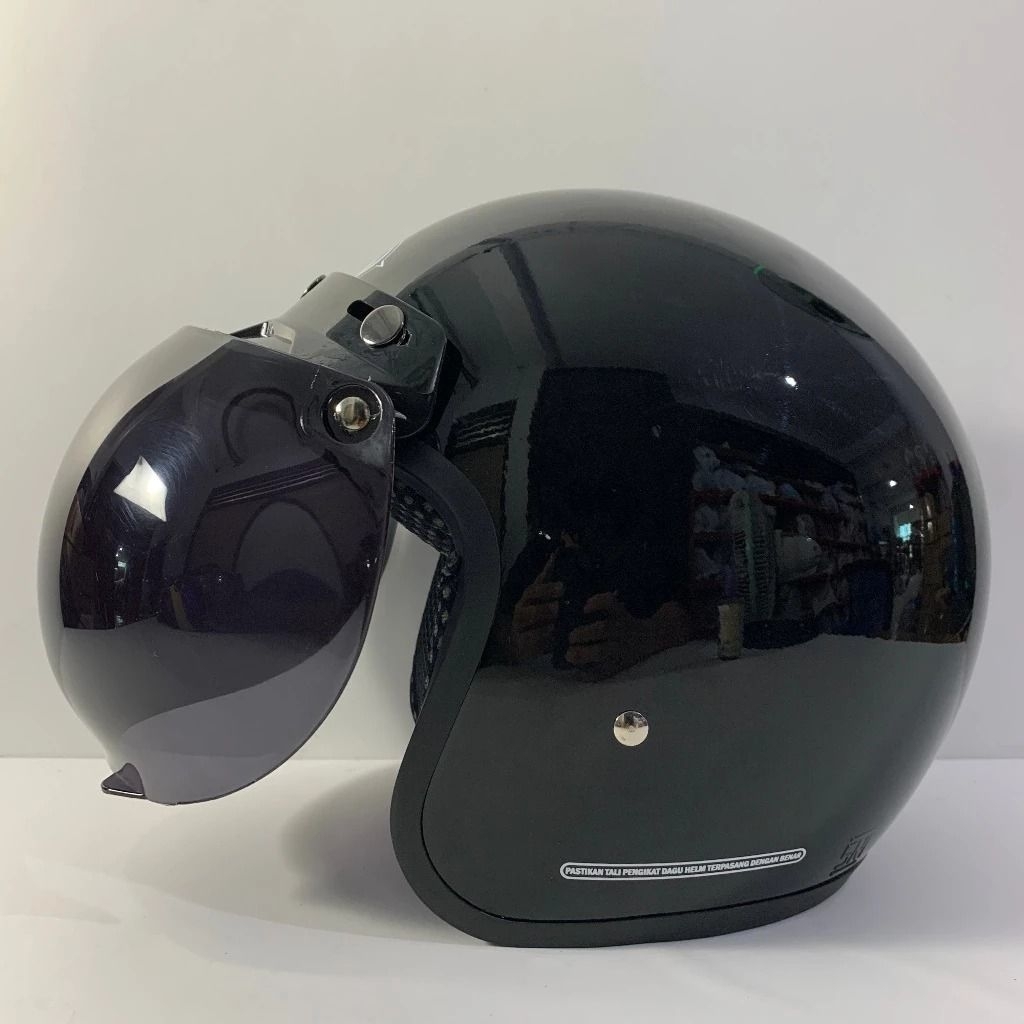 Helm Bogo Classic Hitam Glossy Polos Solid - Helem Helmet SNI Dewasa BXP