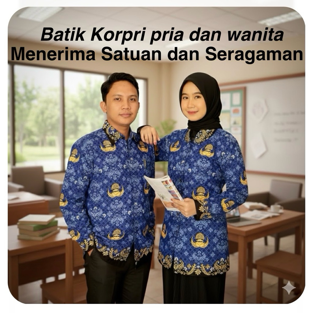 Seragam Korpri Pria Original Katun 40S Berlapis Furing lembut.kemeja Korpri pria Terbaru.Batik Korpr