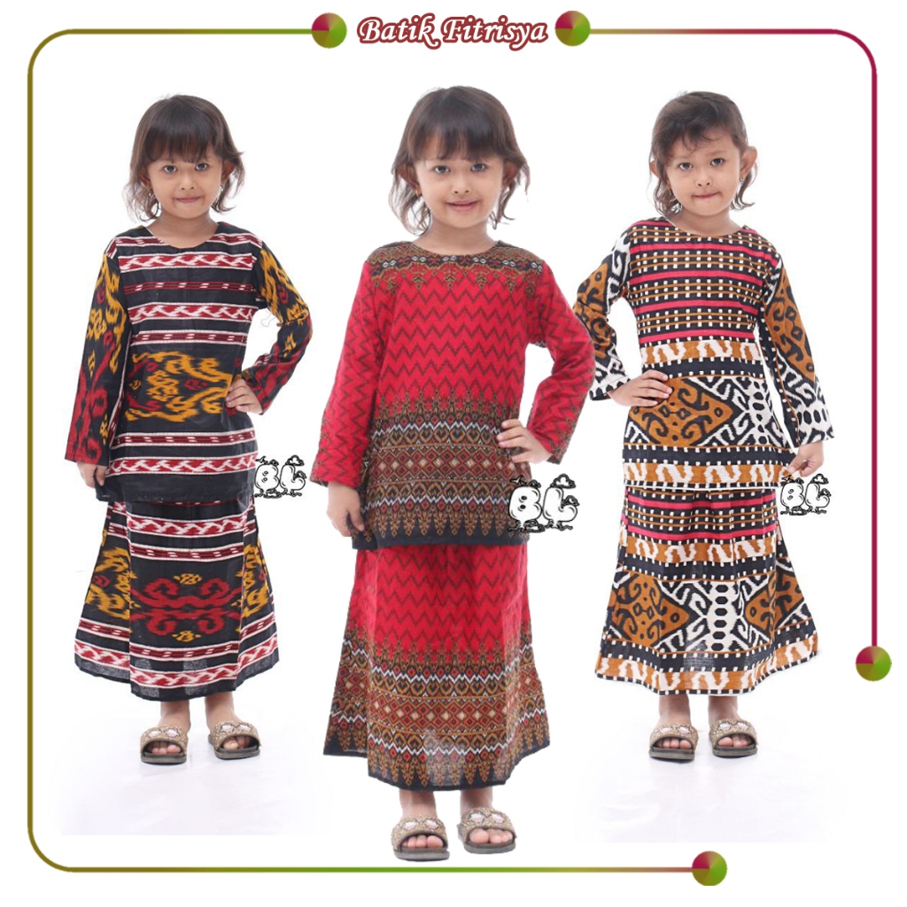 Setelan Batik RNB Anak - Motif Songket Tenun Anjani Warna Merah Biru Ukuran M L XL XXL Jumbo - Rok &