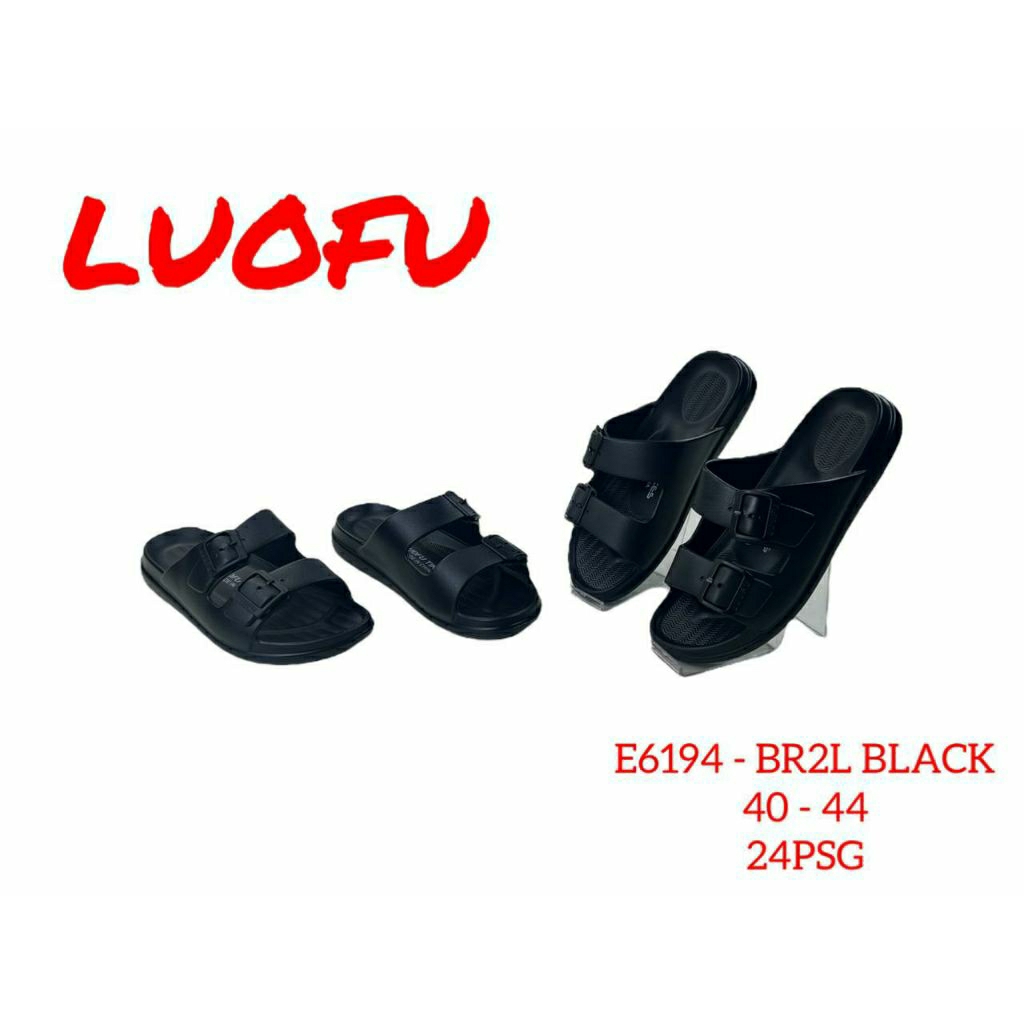 E 6194 Sandal Luofu Import Ban 2, Ringan, Full Hitam