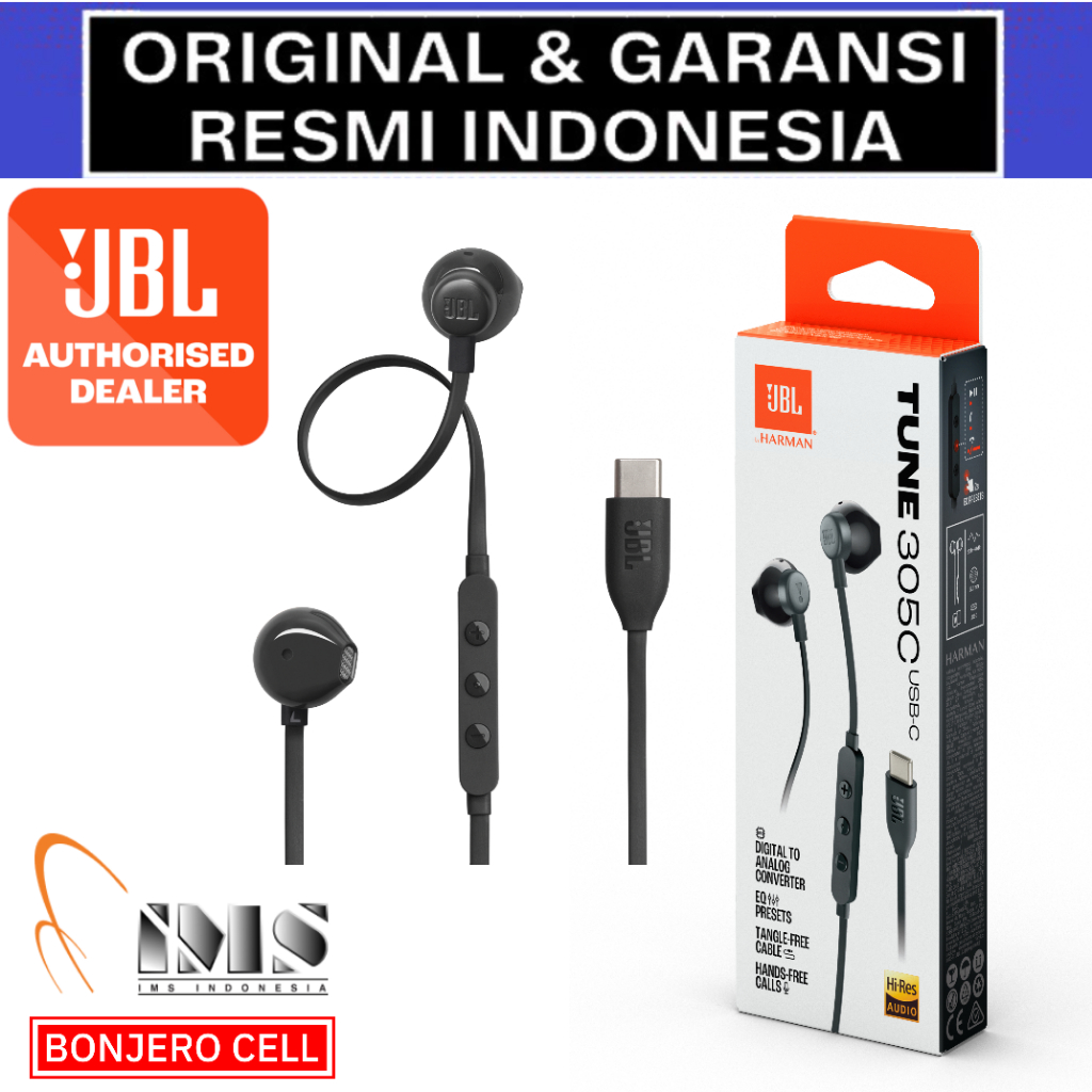 Headset JBL Tune 305C Spesial Edition Type C Original 100% Earphone In Ear With Microphone