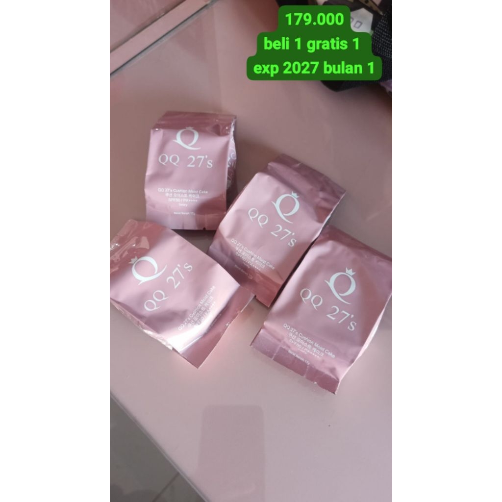 Qq27's Chusion 17g/QQ27's MOIST CAKE Signature essence cover pact SPF 50 PA ++++ beli 1 gratis 1 i
