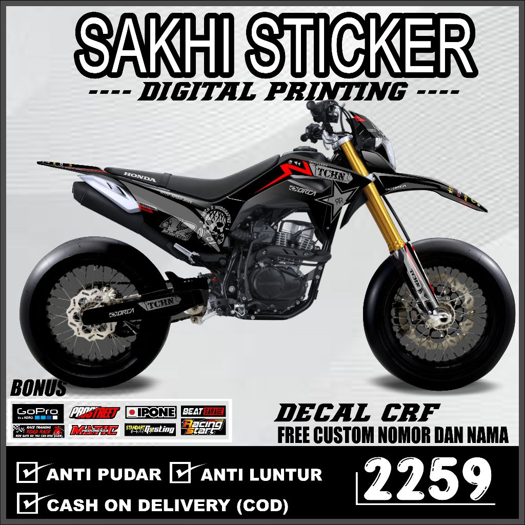 2259  decal crf 150 l full body decal crf hologram desain logo racing decal crf full body