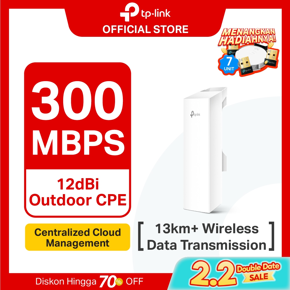 TP-Link CPE220 CPE210 | 2.4GHz 300Mbps Outdoor CPE | 12dBi | Pharos | 13km Wireless | IPX5 Tahan Cua