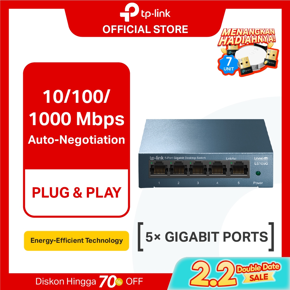 TP-Link LS105G | 5 Port Gigabit Ethernet Switch | RJ45 10/100/1000Mbps | Desktop Switch | Unmanaged