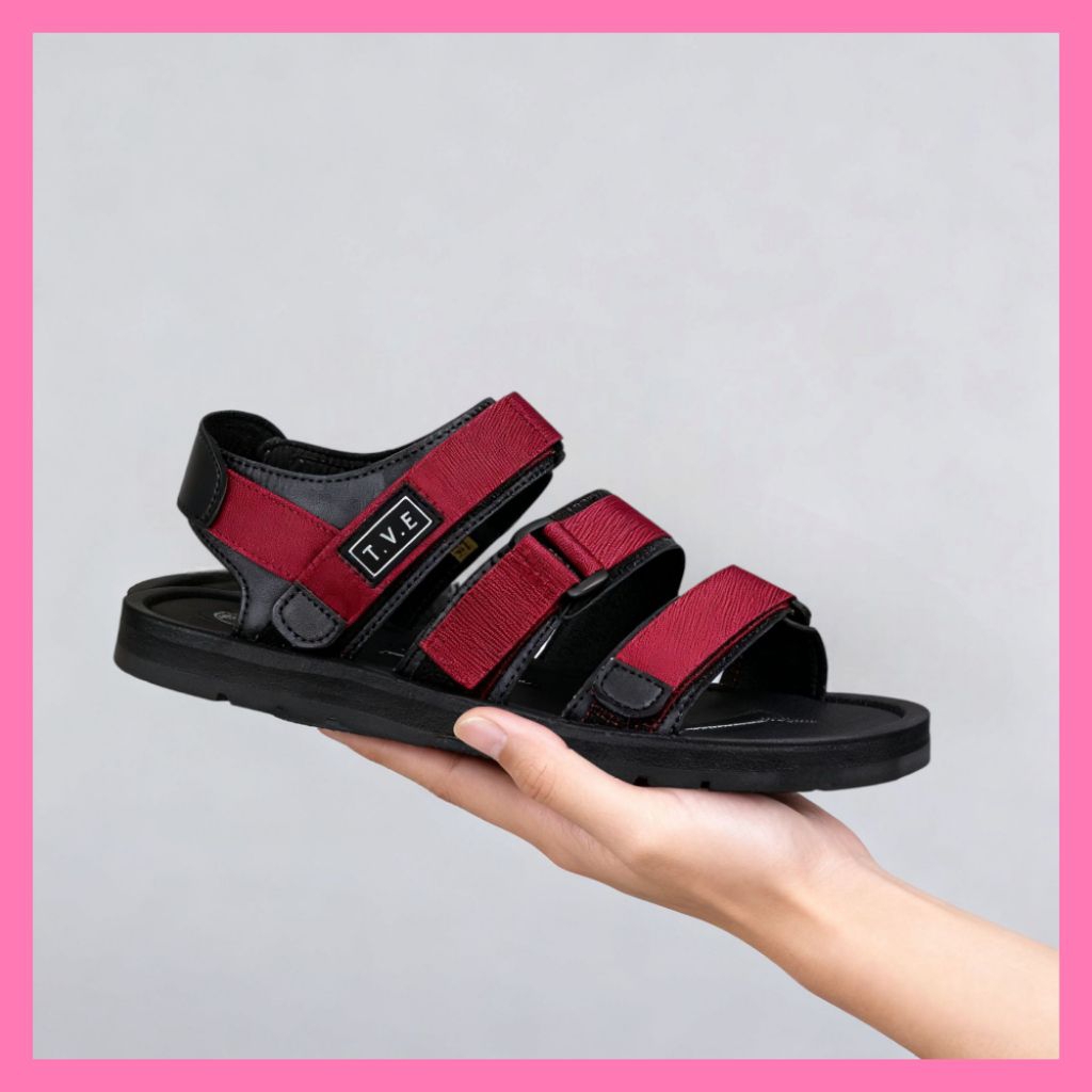 Sandal TVF Reiwal Color Black Maroon Casual