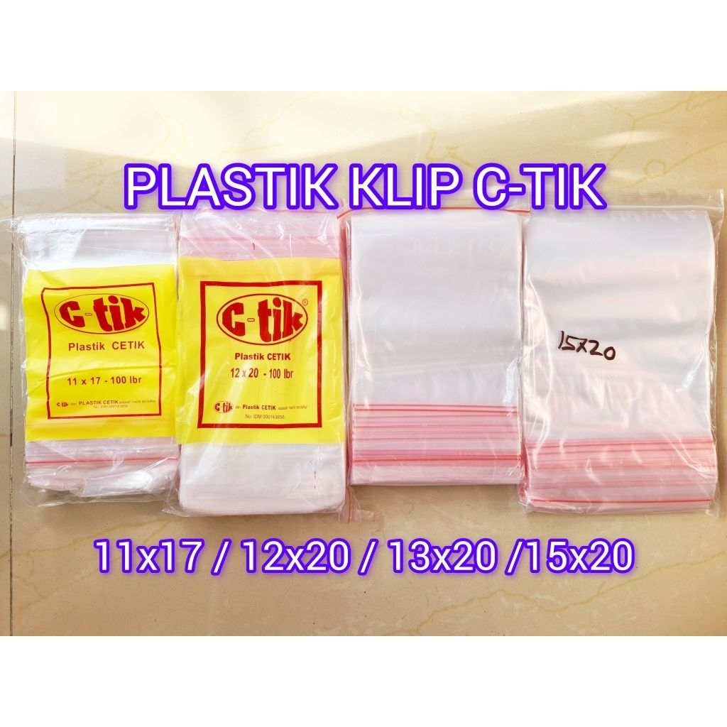 Plastik Klip C-tik Tebal 40 Micron Isi 100 Lembar Ukuran 11x17/12x20/13x20/15x20