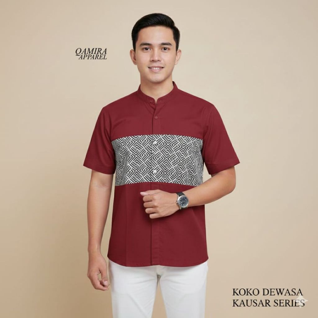 AZ ZIKRA BAJU KOKO KURTA DEWASA - BAJU MUSLIM PRIA DEWASA LENGAN PENDEK - KURTA KAUSAR SERIES AZZ026