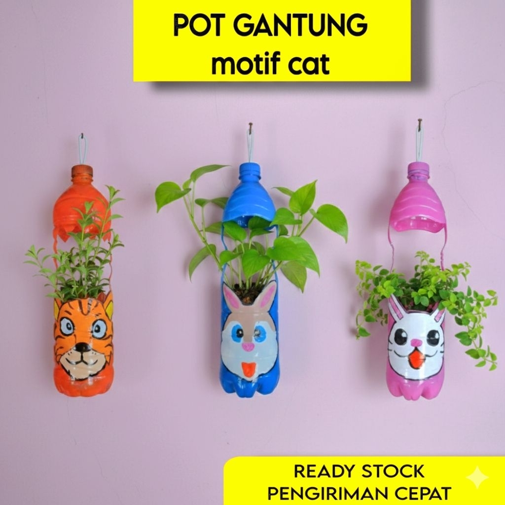 Prakarya Botol Bekas / Prakarya Pot Gantung Botol Aqua 1,5 Liter / Pot Gantung Plastik Aqua 1500 ml 