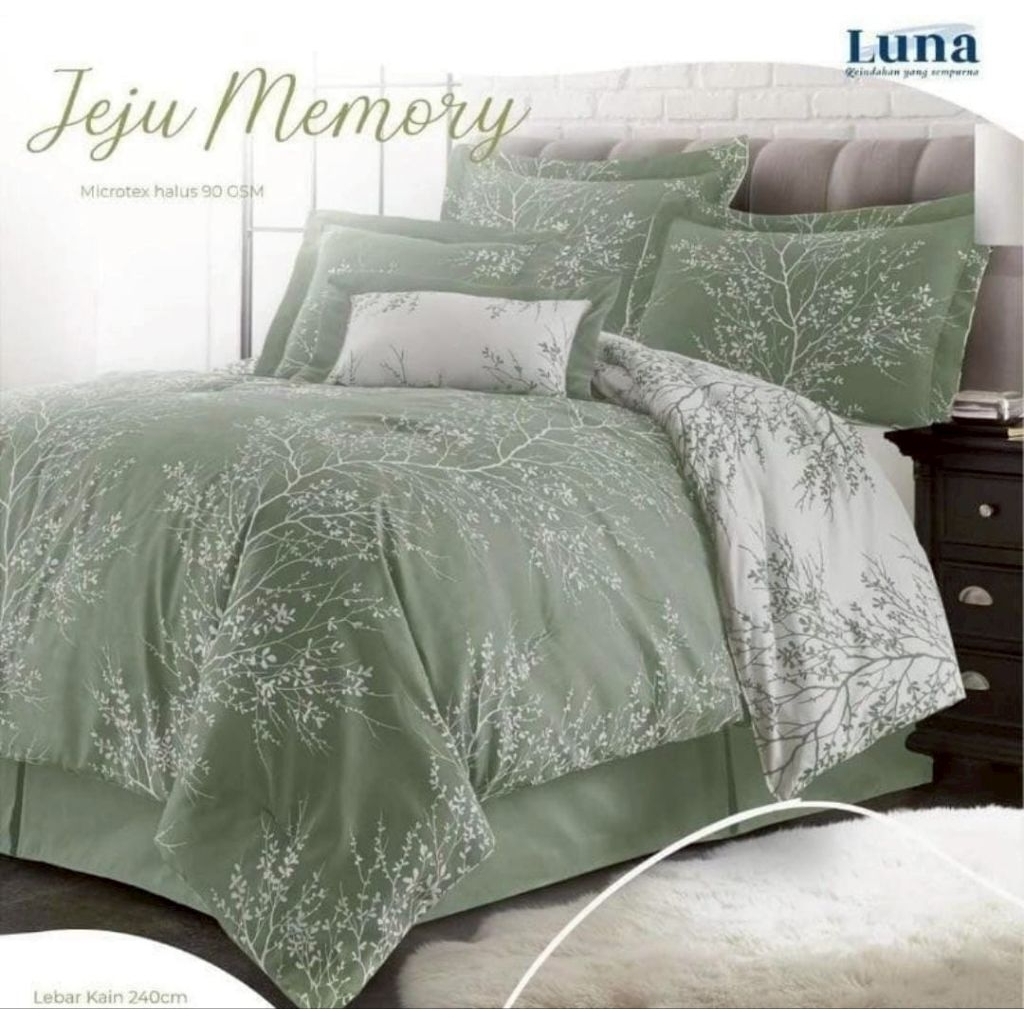 Sprei anti geser jeju memory hijau sage sprei set ukuran dan tinggi lengkap  sprei seprai sprei 90x2