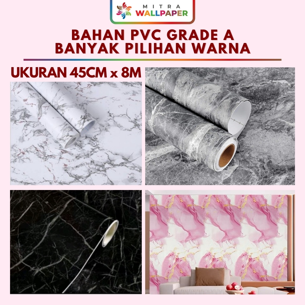 Live COD Stiker Wallpaper Dinding Marmer Dinding Wallpaper Marmer PVC Anti Panas dan Air 10 Meter