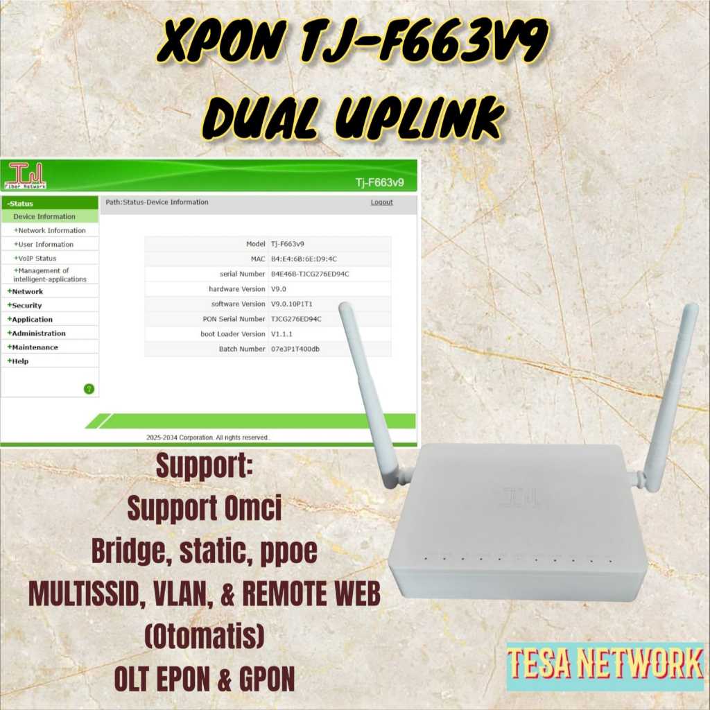 CASING NEW ONT XPON EPON GPON TJ F663V9 DUAL UPLINK