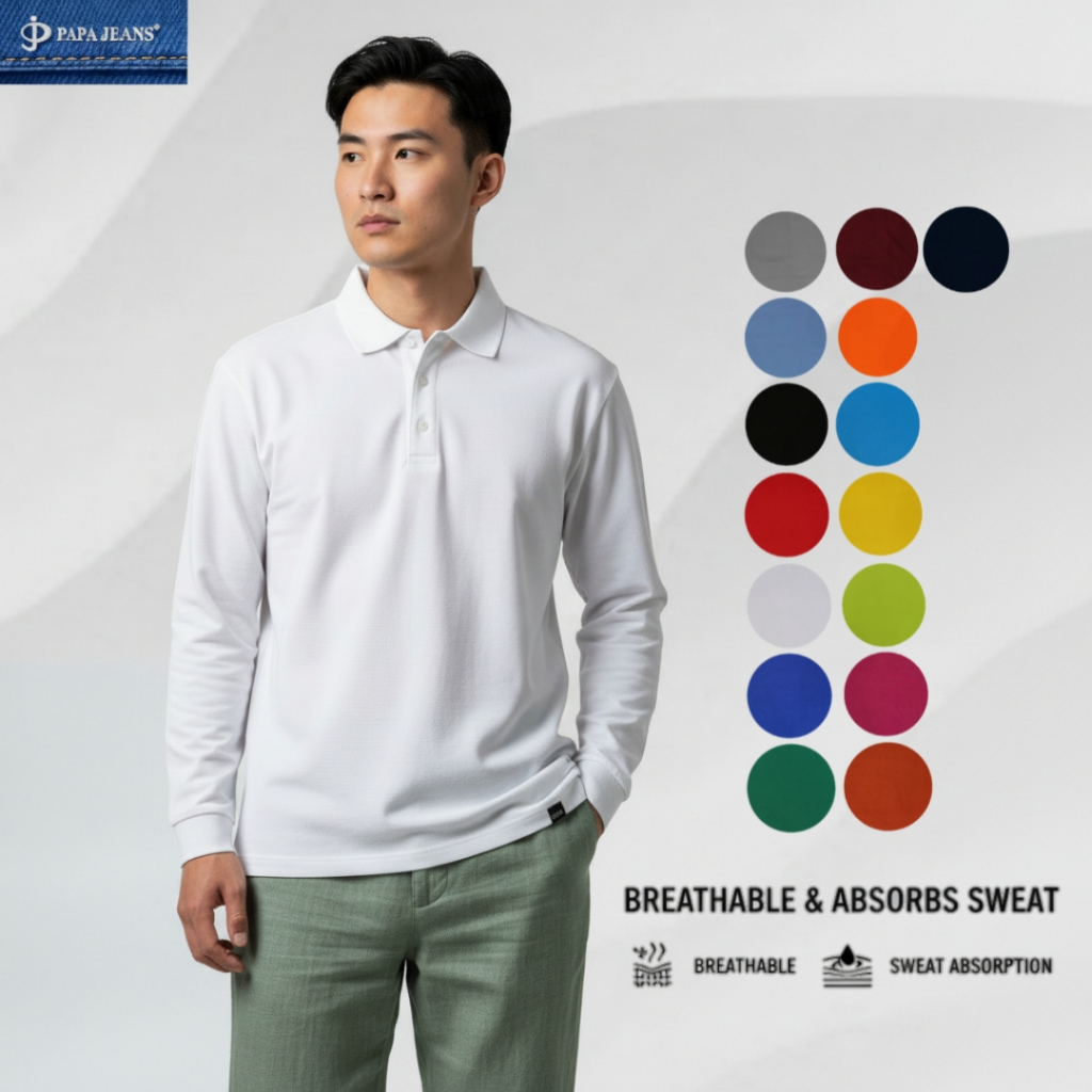 Kaos Polo Papa Jeans Lengan Panjang 15 Warna