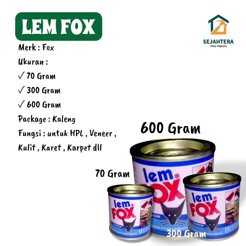 Lem Fox Kaleng / Lem Kaleng Biru / Merk : Fox