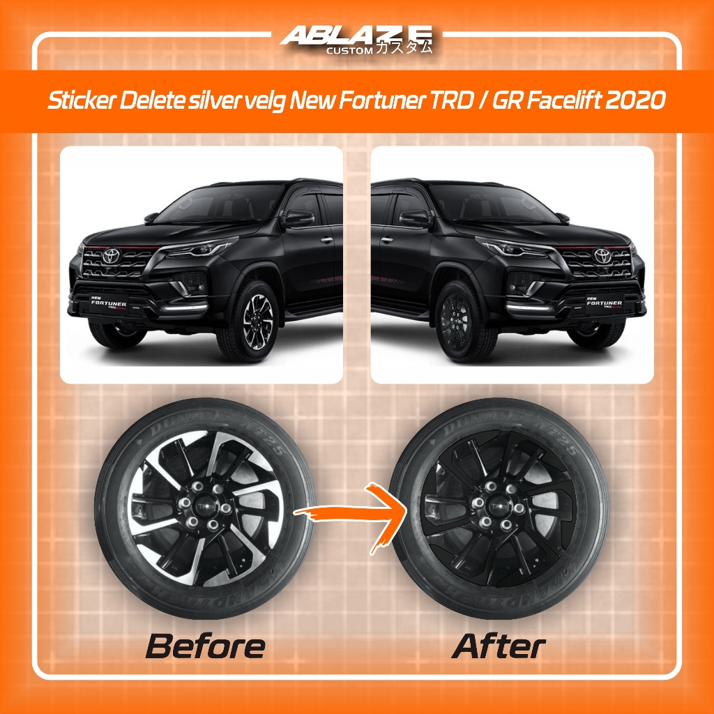 Sticker delete silver velg Fortuner TRD/GR Facelift 2020 - 2023 Ring18