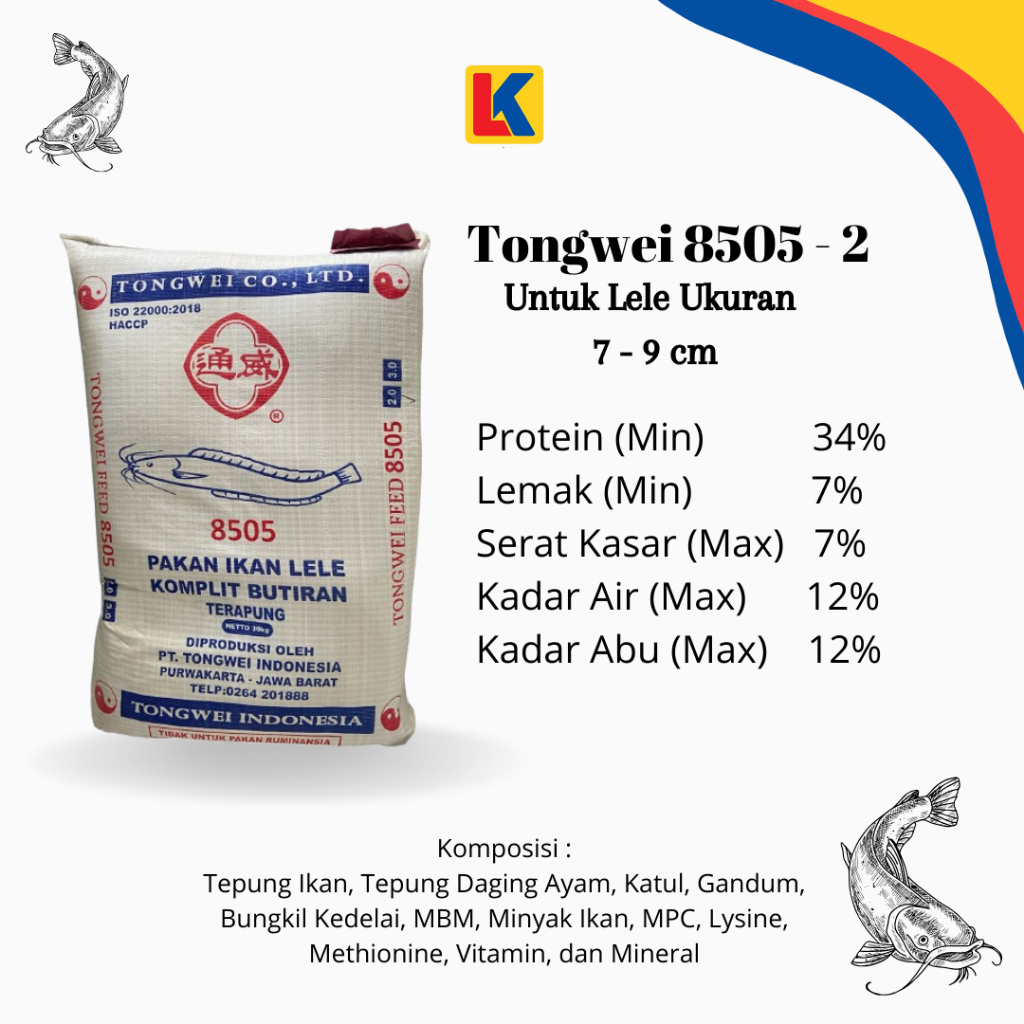 [2 kg] Pakan Lele Tongwei 8505 - 2 Ecer Murah