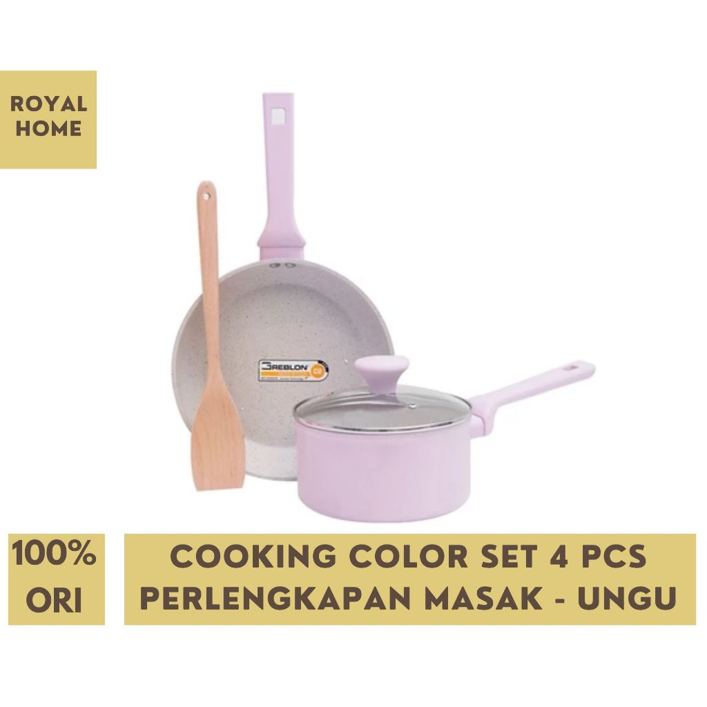 Cooking Color Set Perlengkapan Masak Ungu Huxley Cookware Purple Set Panci Dgn Tutup Wajan Spatula