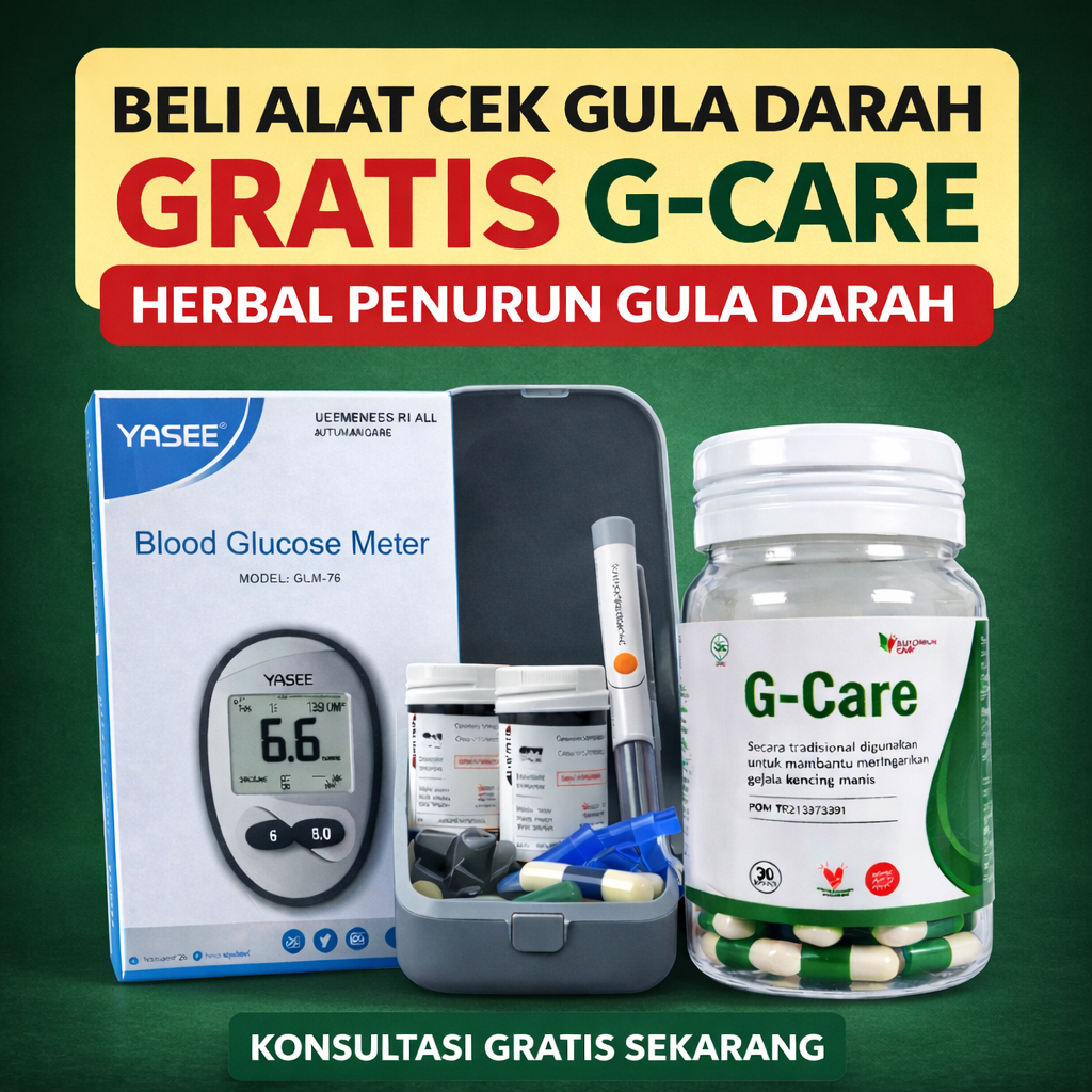 ALAT CEK GULA DARAH LENGKAP  GRATIS OBAT GULA DARAH GCARE - ALAT TES GULA DARAH - OBAT DIABETES