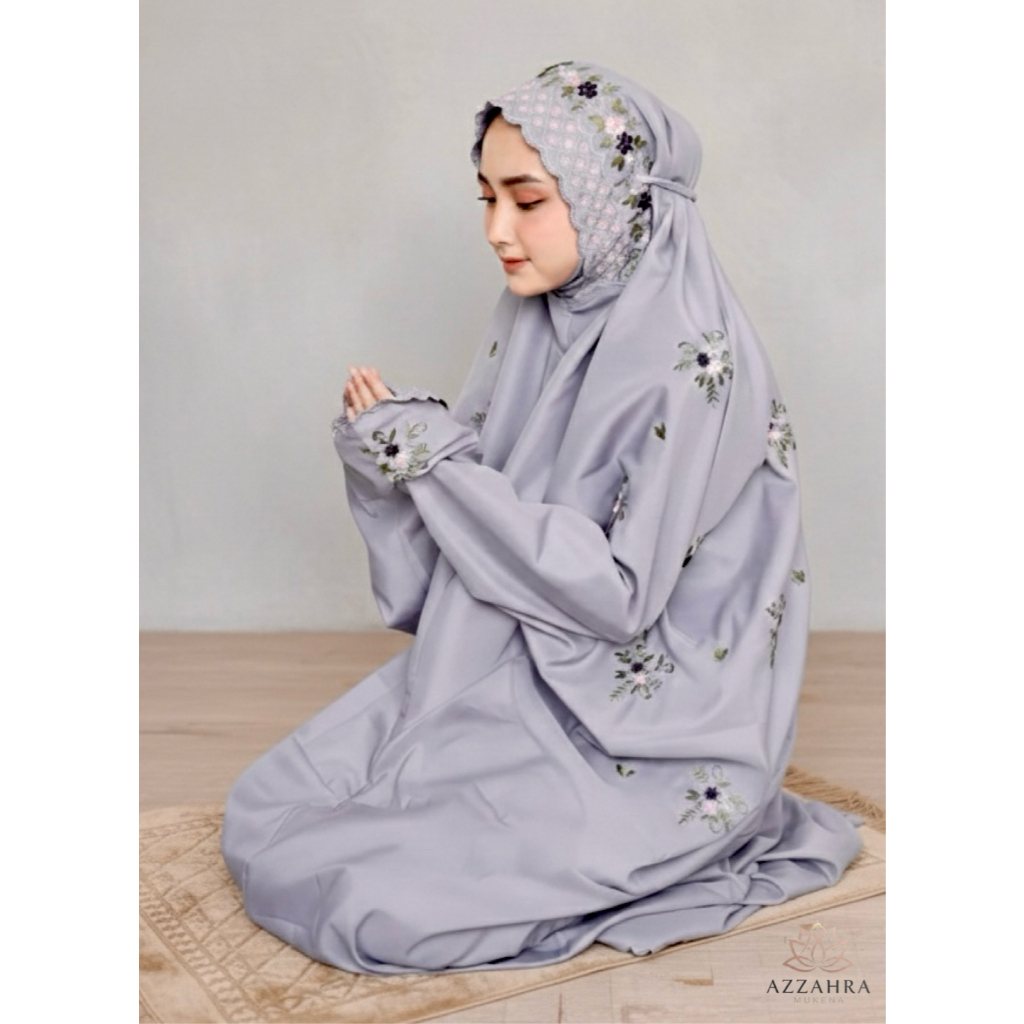 11 Pilihan Warna Mukena Terusan Bordir Tabur Bunga Mewah Bahan Polino Mikro Adem, Mukenah Lajuran La