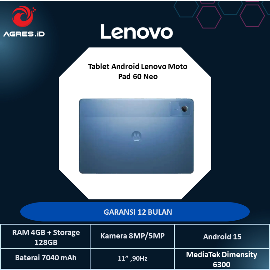LENOVO MOTOPAD 60 NEO 11.0 4GB 128GB Garansi Resmi - TABLET ONLY