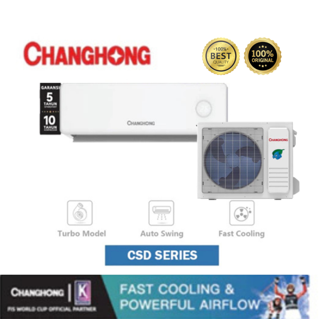 AC CHANGHONG CSC-05CSD4 AC SPLIT 1/2 PK PLASMA ONE SET (INDOOR + OUTDOOR) BARU