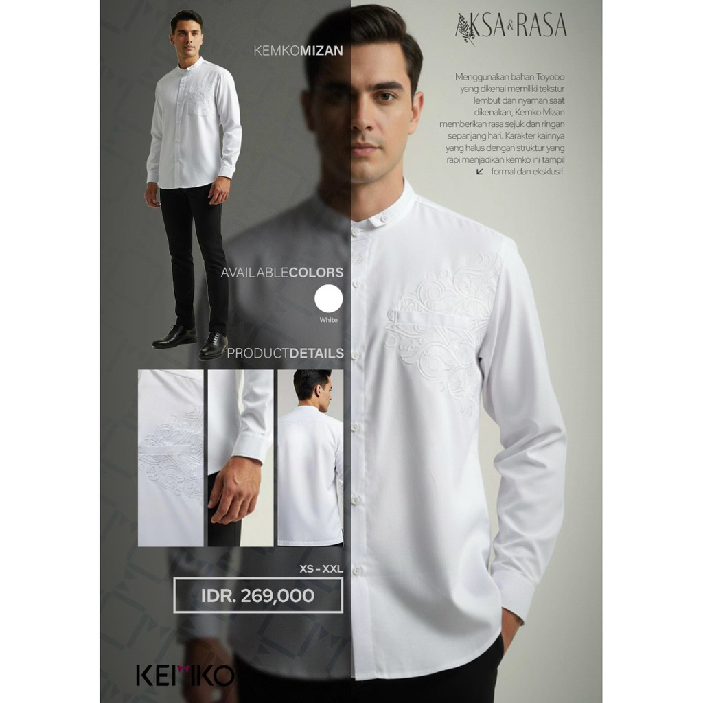 Rabbani - baju koko pria KEMKO MIZAN MST PUTIH