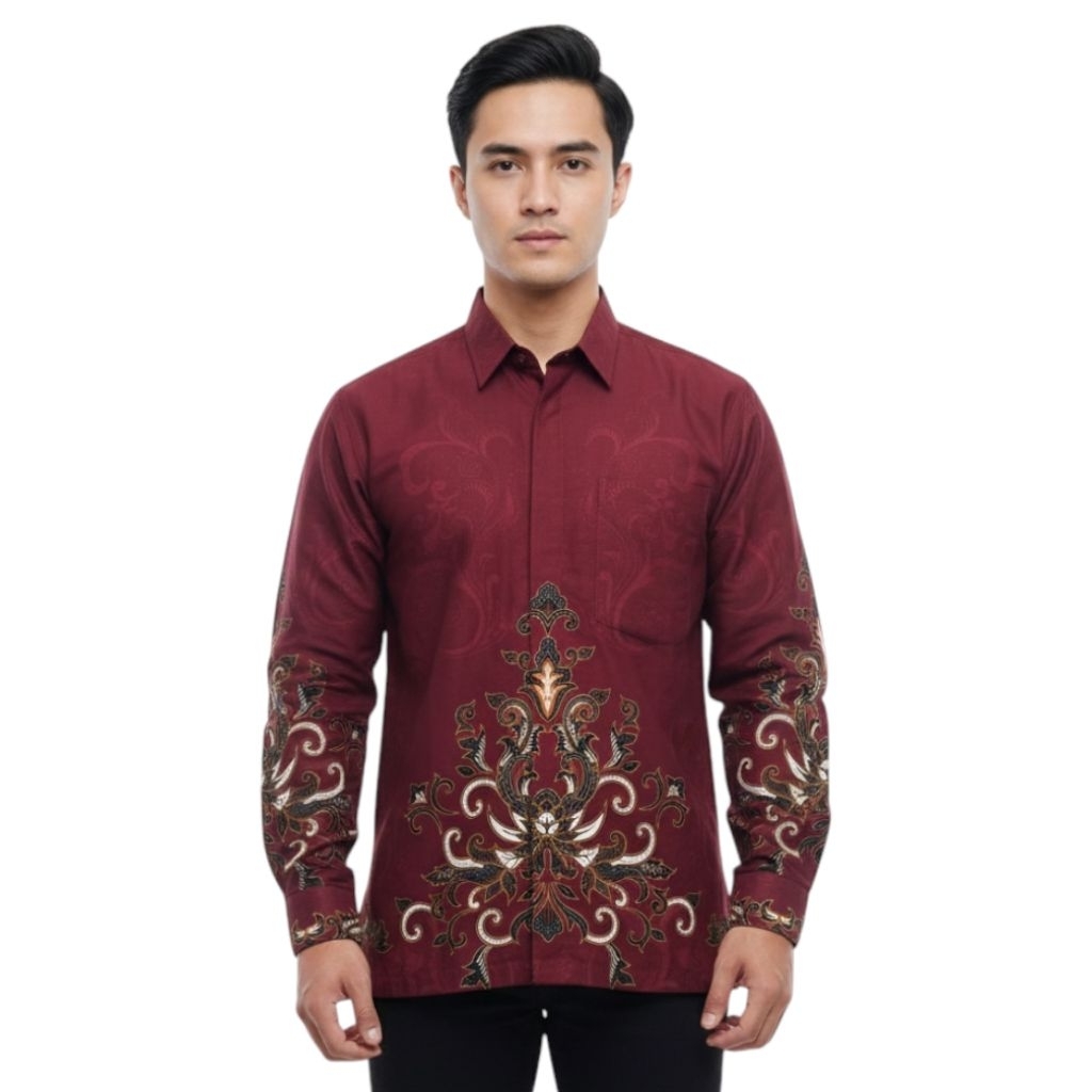 Carparelli Kemeja Batik Pria Lengan Panjang Katun