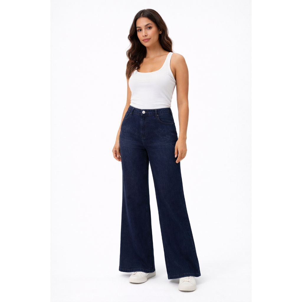 Fred*y pants Wr up bootcut celana panjang jeans navy branded wanita