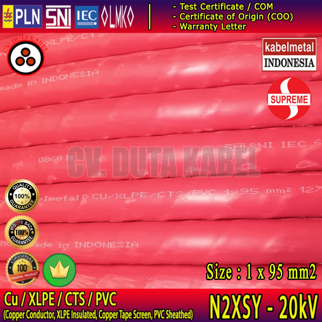 Kabel Listrik N2XSY 1x95 mm2 12/20 (24)kV SUPREME / KABELMETAL (KMI) /1x95 mm/1x95mm2/1x95mm