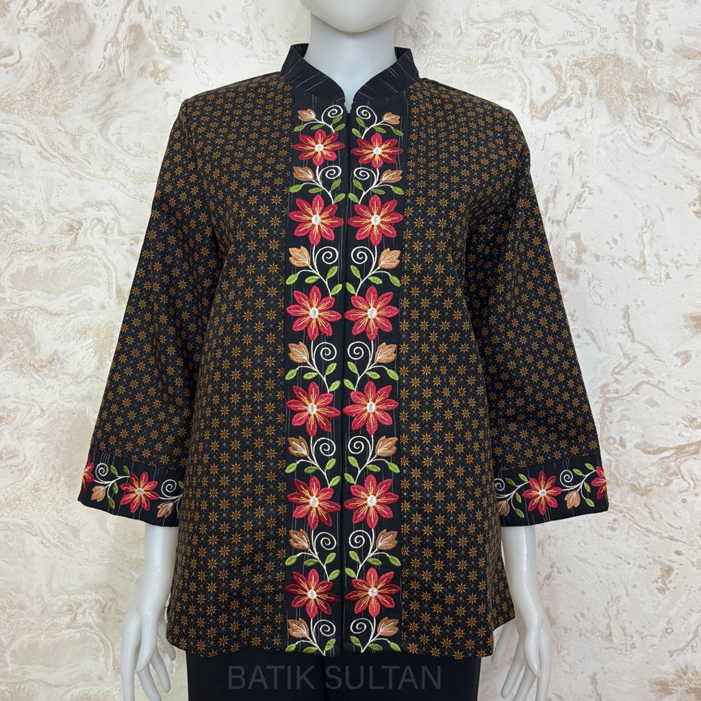 Atasan Batik Blouse Wanita Bordiran Premium Elegan l Batik Cewe Mewah Kantor Kondangan Terkini Kain 