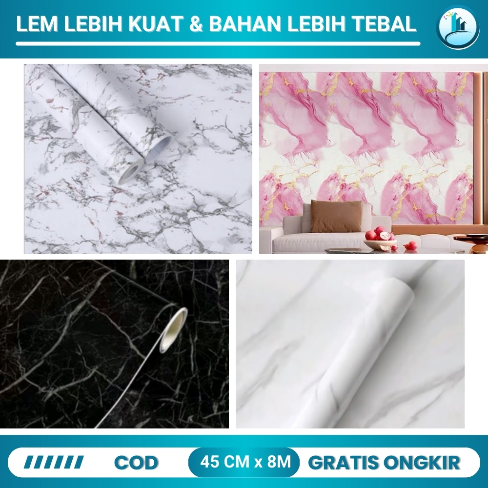 Live COD Wallpaper Stiker Dinding Marmer Walpaper Dinding Marmer Wallstiker Marmer Panjang 10 Meter