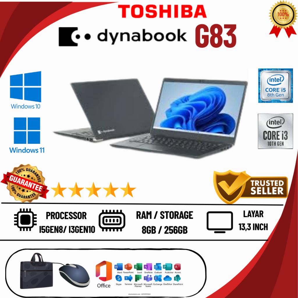Laptop Toshiba Dynabook G83 | Intel Core i5Gen11 | i5Gen10 | Ram 16GB / 8GB | SSD 256GB / 512GB | SE