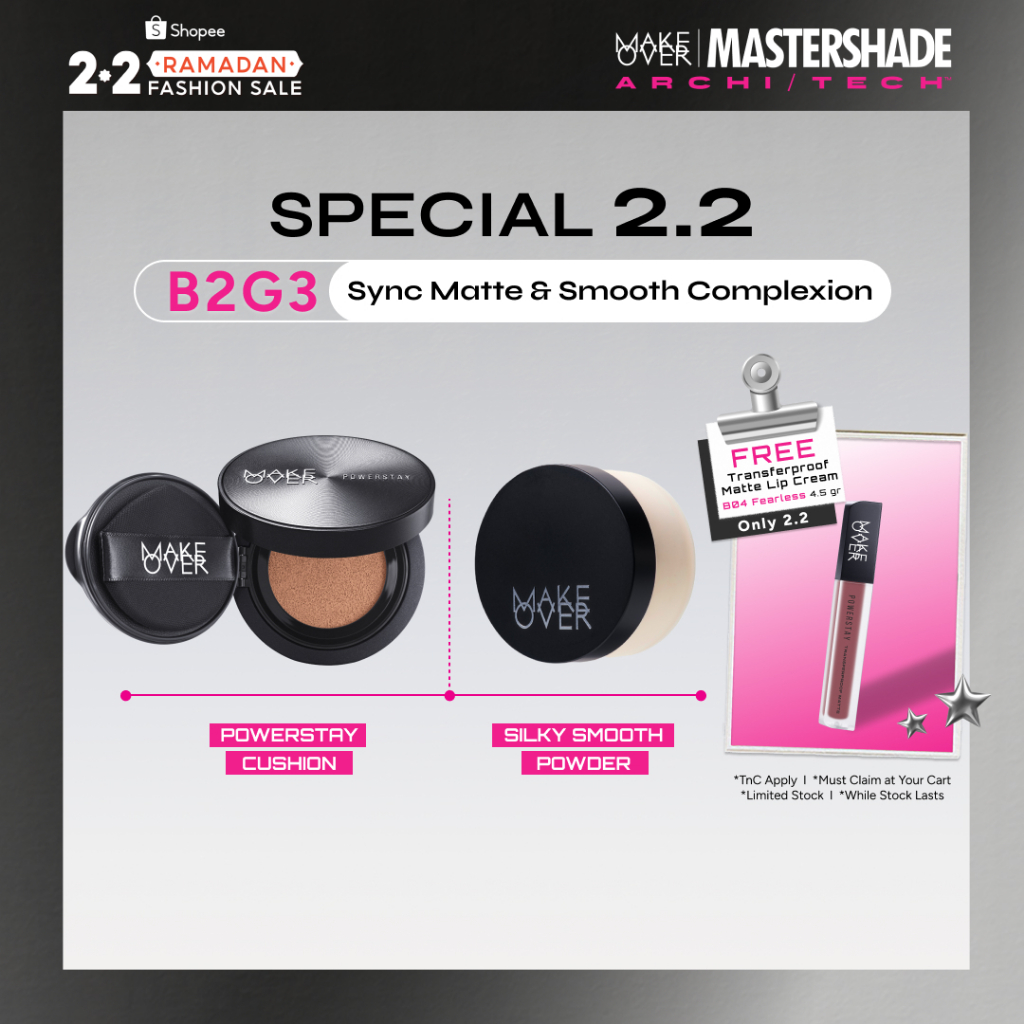 MAKE OVER Sync Matte and Smooth Complexion: NEW Baru Powerstay Sync Matte Cushion + NEW Silky Smooth