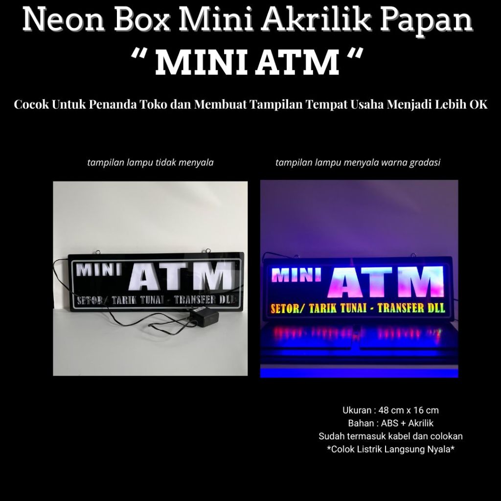 Neon Box Mini Akrilik Papan “ MINI ATM “