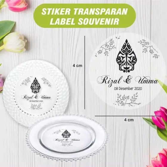 Stiker Label Souvenir Transparan Siap Tempel - Sticker Transparan Custom Waterproof