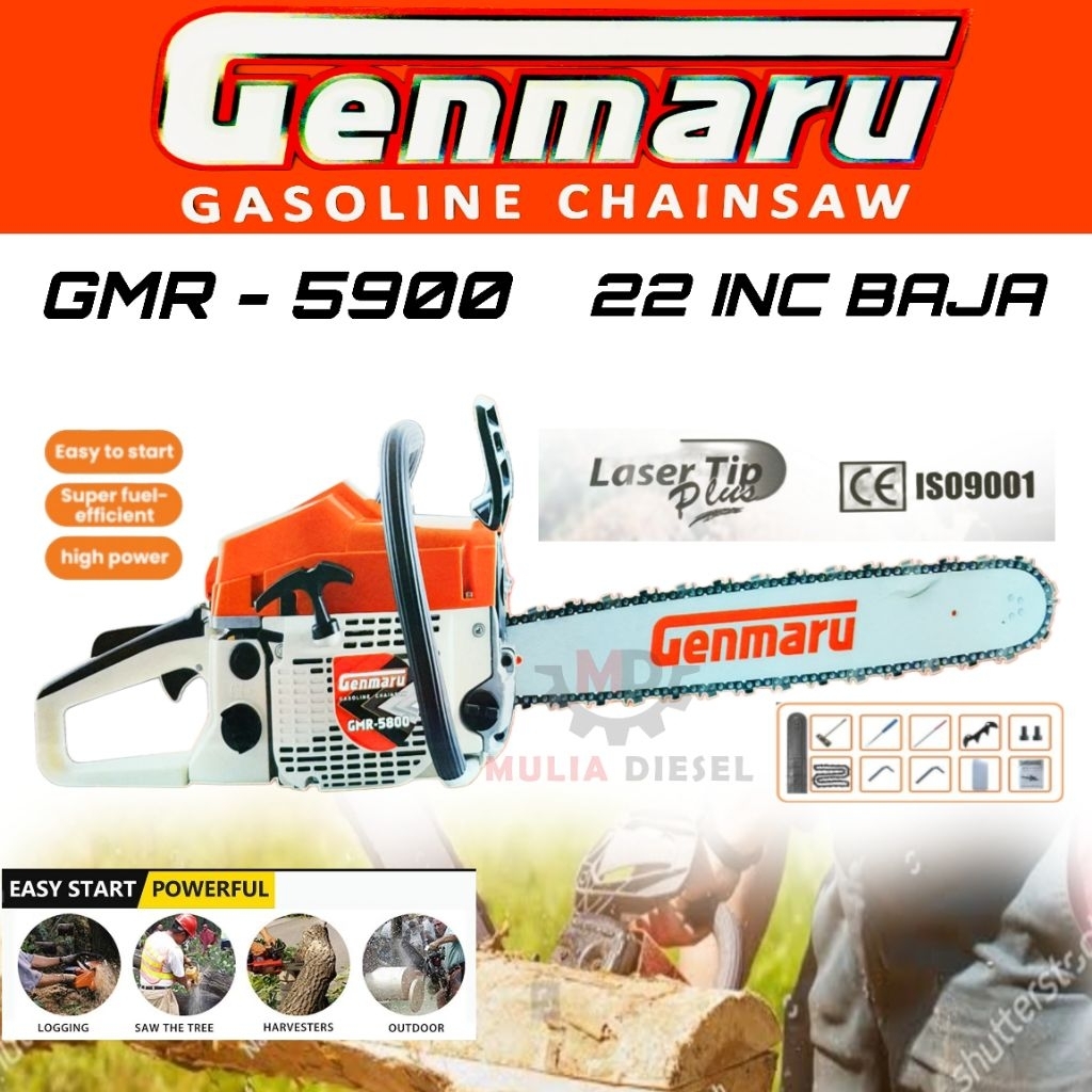 Chainsaw mini Mesin Gergaji Potong Kayu NEW POWER TRIARROW GENMARU 6800 5900 Laser Weld Baja