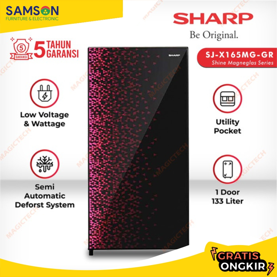 KULKAS SHARP 1 PINTU SJ-X165MG-GR 133L - MERAH