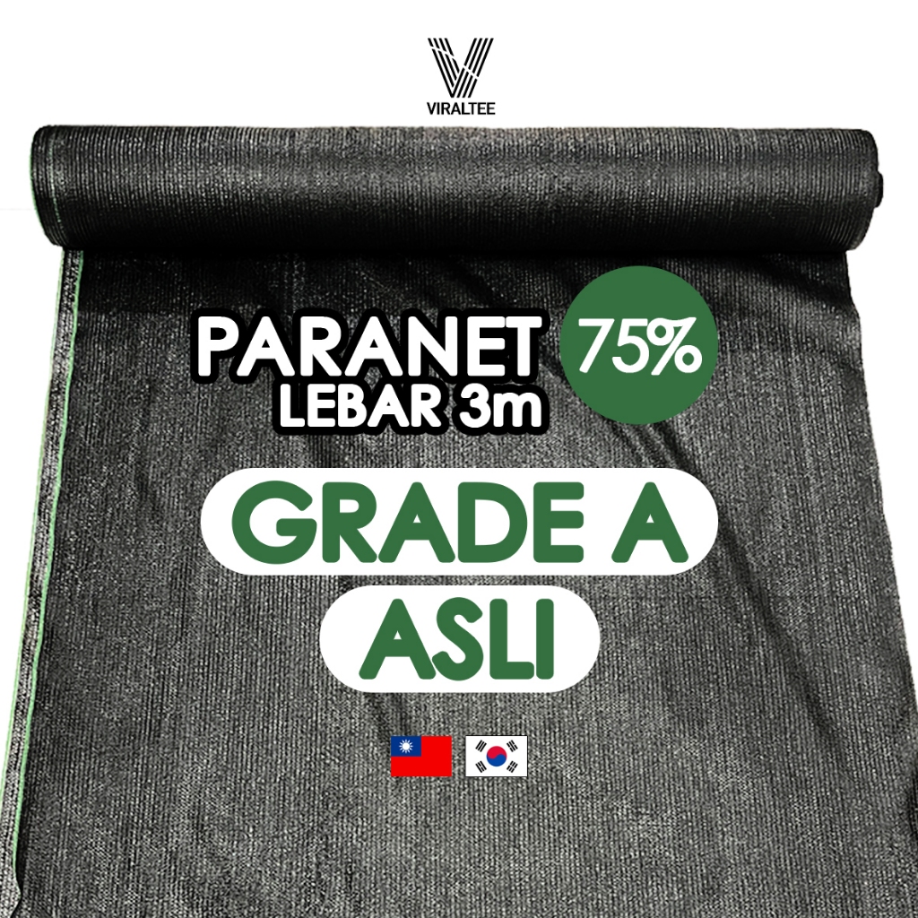 Paranet 75% lebar 3 meter (Rajut Zigzag GRADE A) / Jaring Paranet Tebal 75% % / Shade Shading Net V 