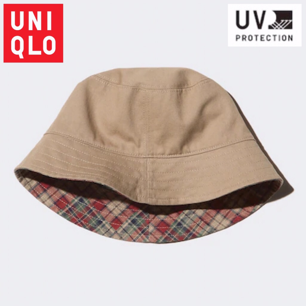 UNIQLO Unisex Reversible Bucket Hat Topi Pria Wanita UV Protection