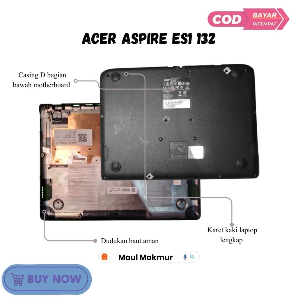 SECOND Casing Bawah Laptop | Acer Aspire ES1 131 Series | Case D Bagian Bawah Motherboard