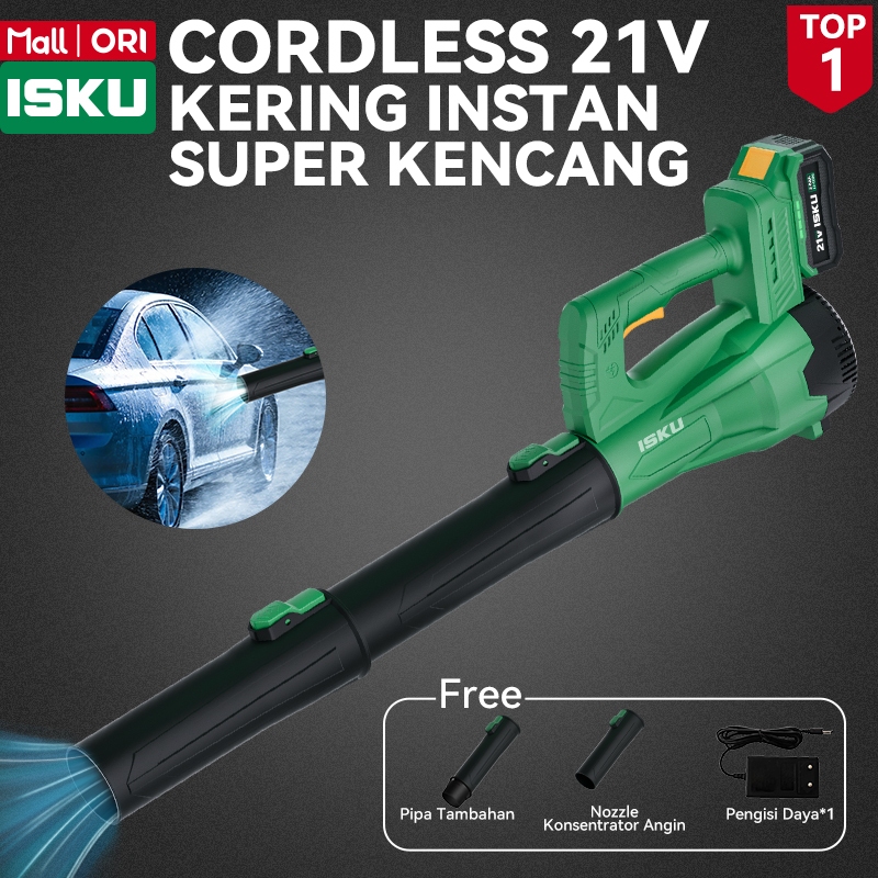 ISKU Jet Fan Turbo Blower 21V Cordless Kipas Angin Badai Super Kencang Pengering Mobil Motor Tanpa S