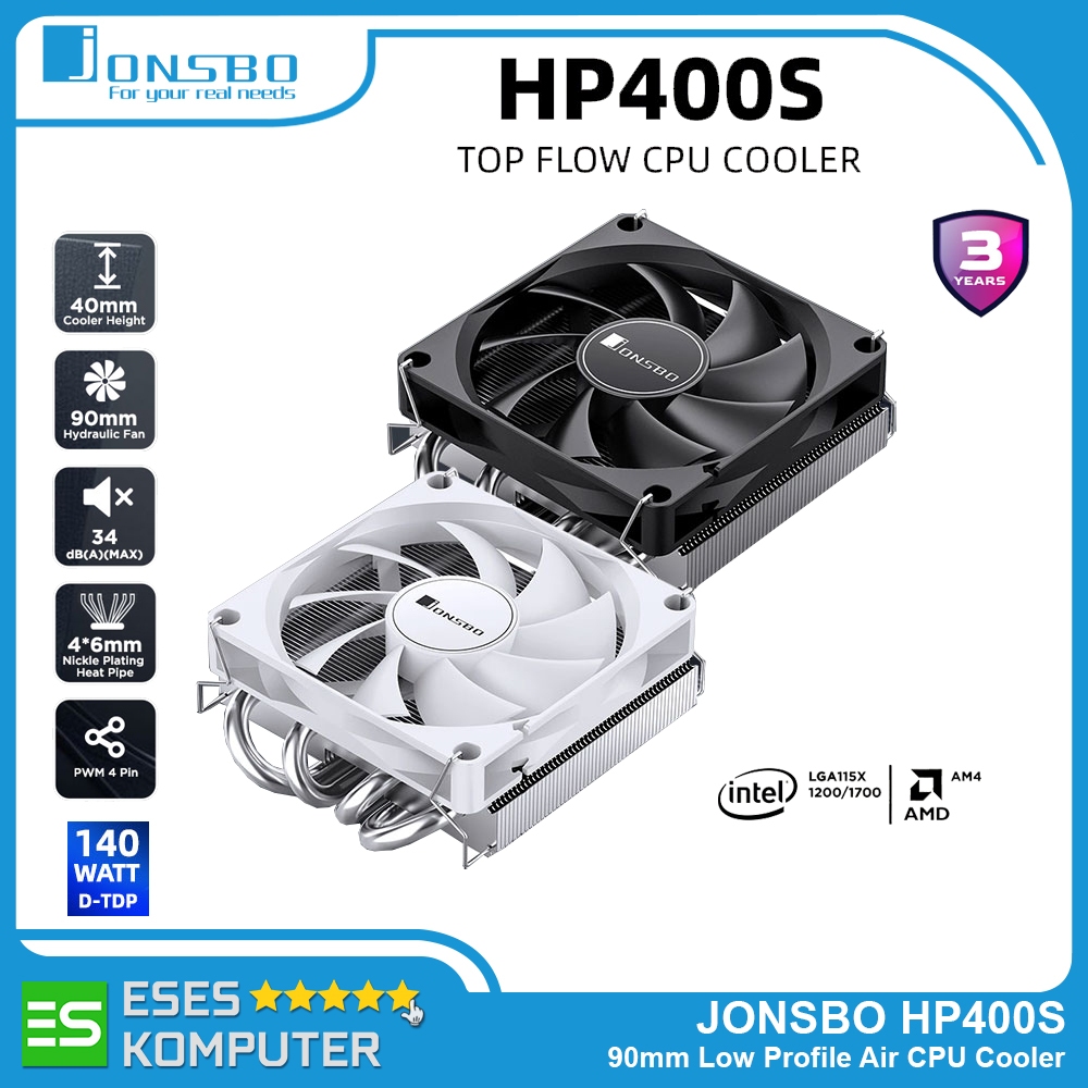 HSF JONSBO HP400S Low Profile Top Flow 90mm AIR CPU Cooler Intel AMD