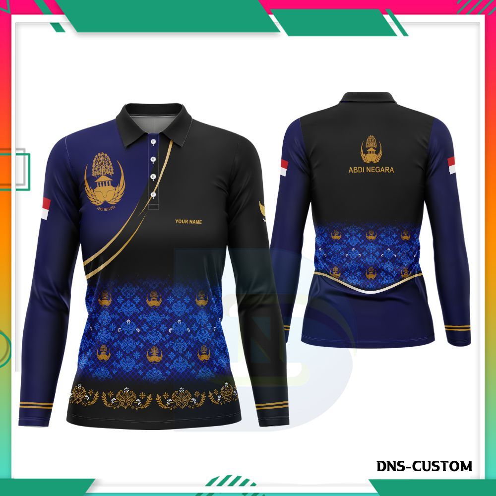 Baju Kaos Berkerah Wanita Kaos Seragam Batik Korpri Wanita Terbaru Fullprinting