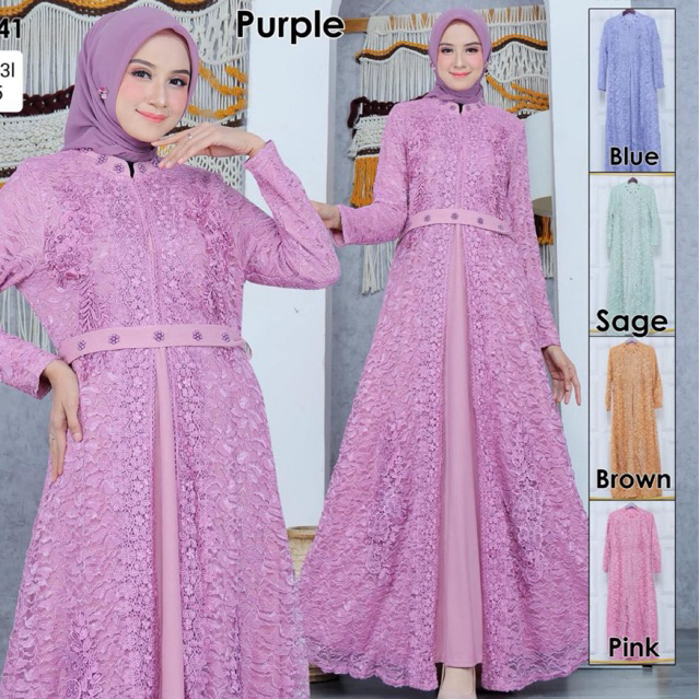 gamis brukat busui terbaru / gamis brukat impor terbaru / gamis outer brukat impor terbaru