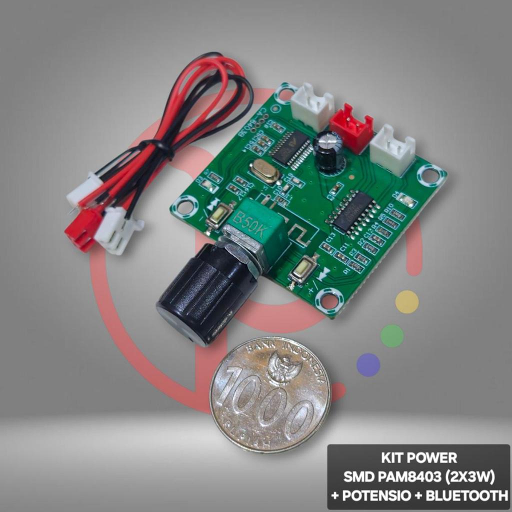 Kit Power SMD PAM8403 + Potensio + Bluetooth / Mini Board Amplifier Stereo 2 Channel 5V XH-A158 + Bl