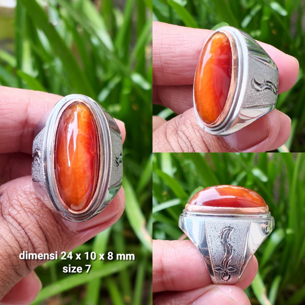 cincin batu akik pandan nanas madu small(mini)