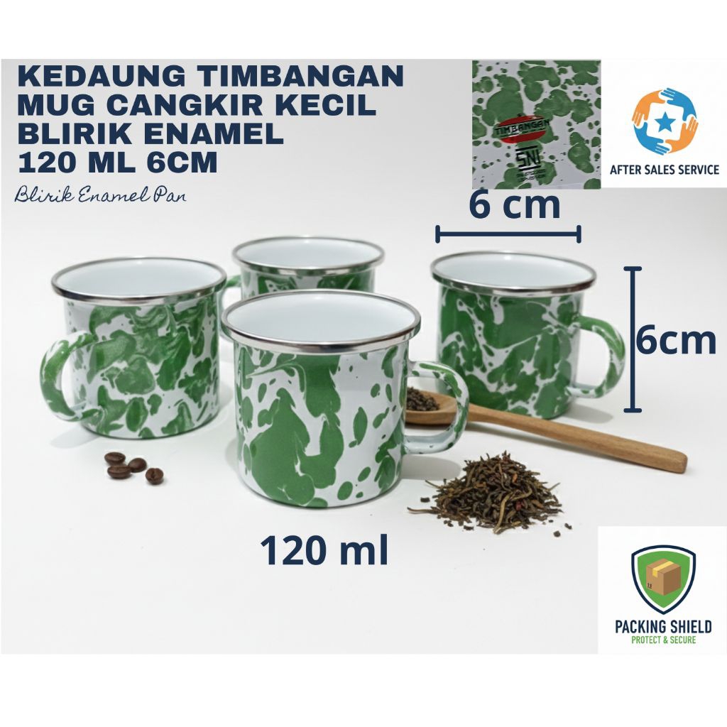 Kedaung - Set 4 Pcs Mug Cangkir Blirik 6cm Enamel - Hemat & Tahan Pecah - Cocok untuk Camping Kebutu