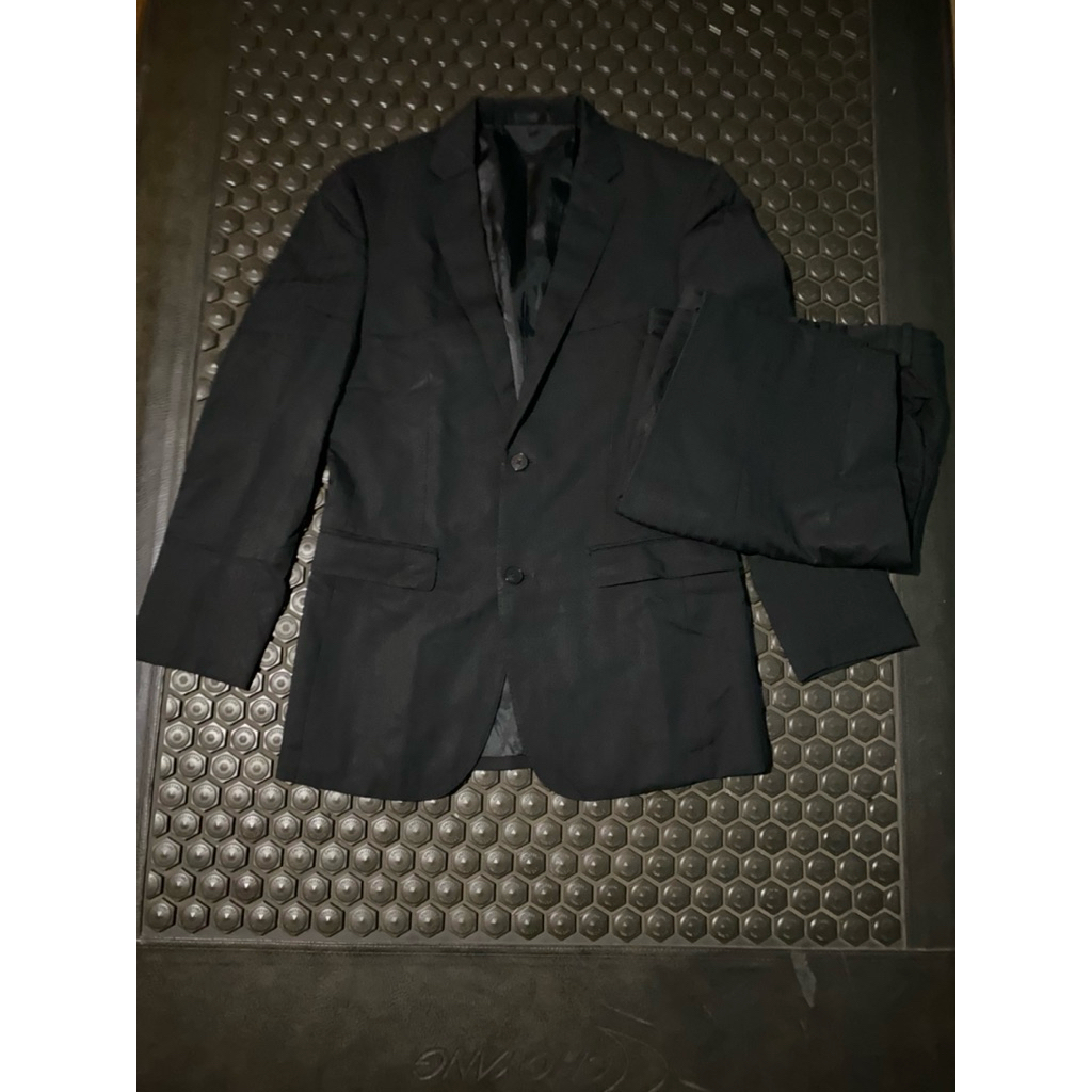 SETELAN SUPER LUXURY BURBERRY BLACK LABEL HITAM SALUR MEWAH BRANDED BLAZER JAS CELANA