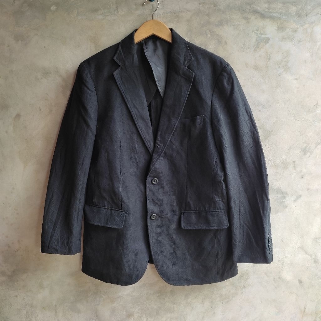 Uniqlo blazer linen blend pria